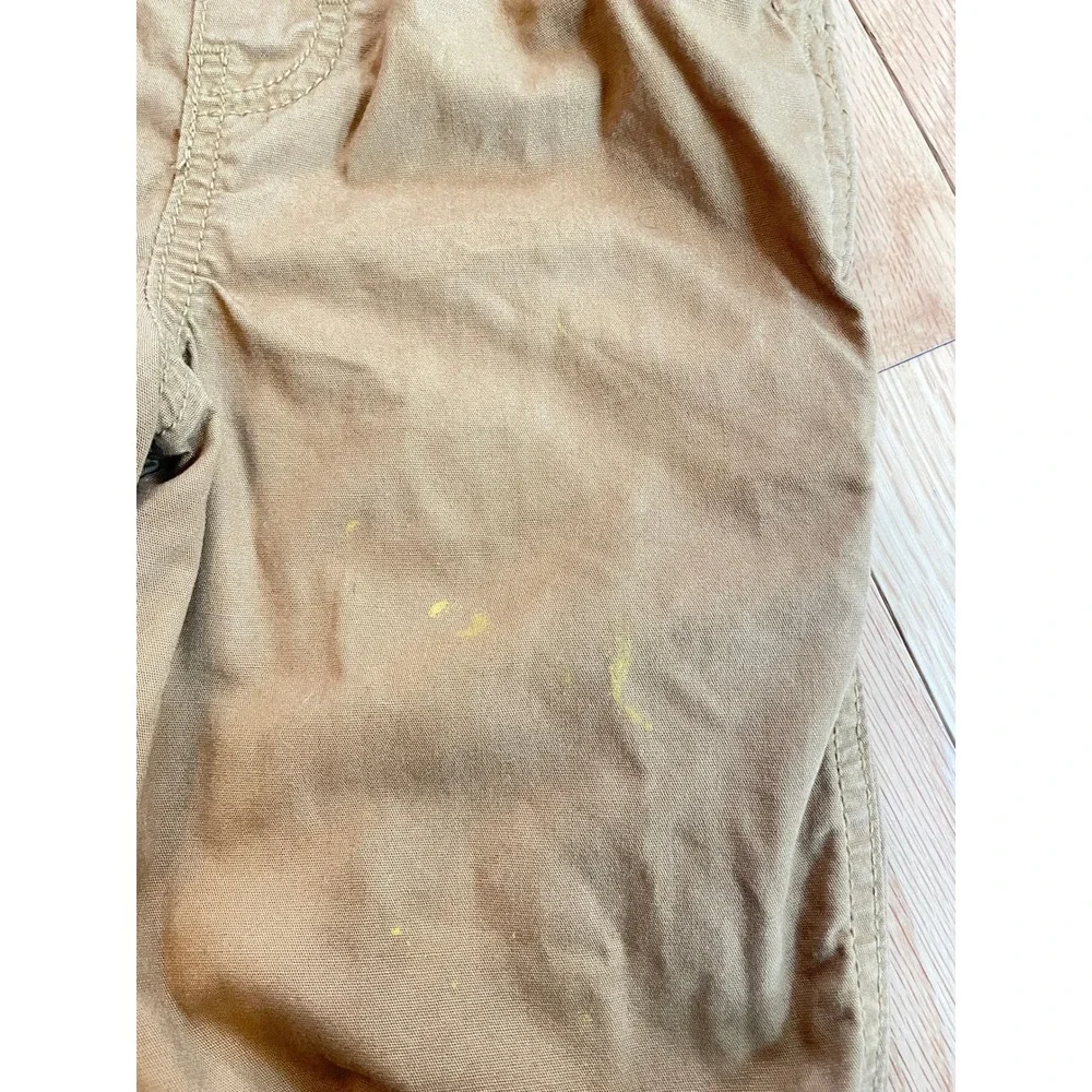 OshKosh Bgosh Toddler 4T Tan Canvas Plaid Flannel‎ Lined Carpenter Overalls